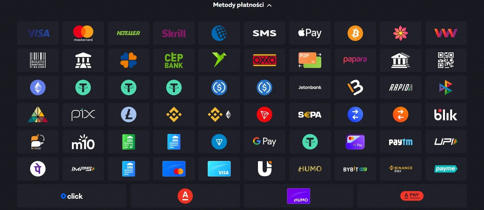 Dostępne metody płatności na Vavada Casino